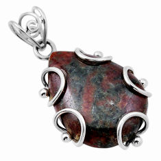 19.45cts natural green bloodstone african (heliotrope) 925 silver pendant n29639