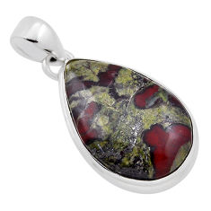 18.31cts natural green bloodstone african (heliotrope) 925 silver pendant n35042