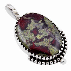 14.28cts natural green bloodstone african (heliotrope) 925 silver pendant n35603