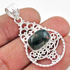 5.27cts natural green bloodstone african (heliotrope) 925 silver pendant t68448