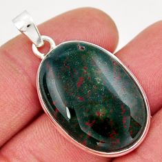 20.15cts natural green bloodstone african (heliotrope) 925 silver pendant y19024