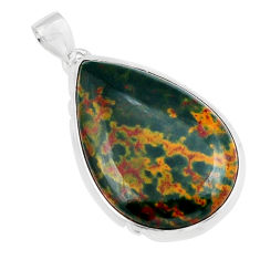 20.96cts natural green bloodstone african (heliotrope) 925 silver pendant y23607