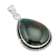 16.39cts natural green bloodstone african (heliotrope) 925 silver pendant y66560