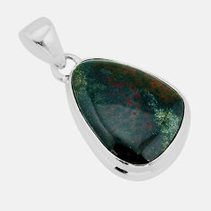12.62cts natural green bloodstone african (heliotrope) 925 silver pendant y67315
