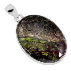 20.98cts natural green bloodstone african (heliotrope) 925 silver pendant y77322