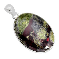 18.94cts natural green bloodstone african (heliotrope) 925 silver pendant y77344