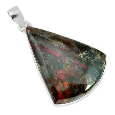 21.48cts natural green bloodstone african (heliotrope) 925 silver pendant y77467