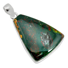 18.91cts natural green bloodstone african (heliotrope) 925 silver pendant y77482