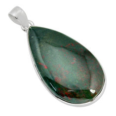25.60cts natural green bloodstone african (heliotrope) 925 silver pendant y77533