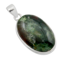 16.49cts natural green bloodstone african (heliotrope) 925 silver pendant y86823