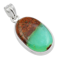 14.93cts natural green boulder chrysoprase oval shape 925 silver pendant y23144