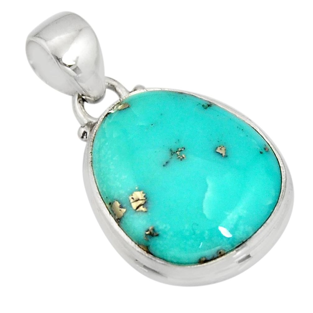 14.23cts natural green campitos turquoise 925 sterling silver pendant r20701