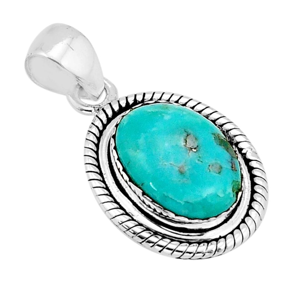 6.36cts natural green campitos turquoise oval 925 sterling silver pendant y65821