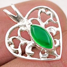 2.08cts natural green chalcedony 925 silver fleur-de-lis pendant jewelry t89487