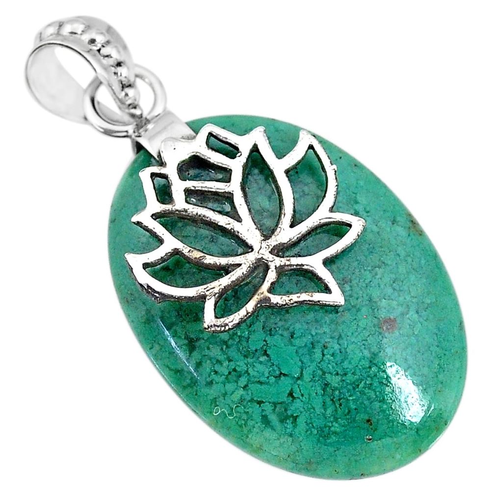  green chalcedony 925 sterling silver flower pendant r91330