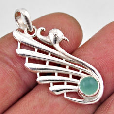 0.81cts natural green chalcedony 925 sterling silver peacock pendant y86696
