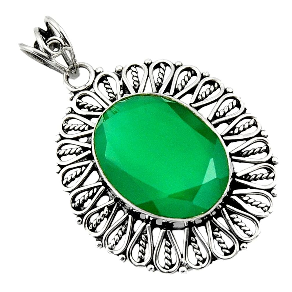  green chalcedony 925 sterling silver pendant jewelry d44702