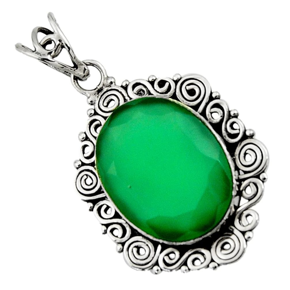  green chalcedony 925 sterling silver pendant jewelry d44708