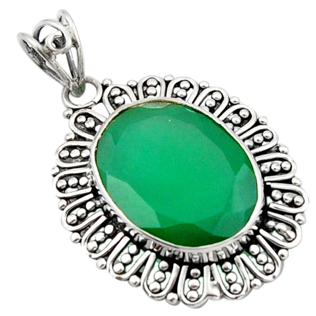 16.70cts natural green chalcedony 925 sterling silver pendant jewelry d46602