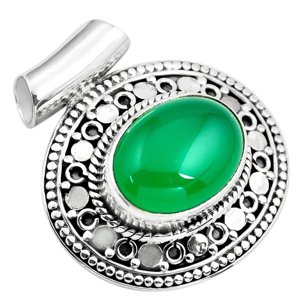  green chalcedony 925 sterling silver pendant jewelry p86664