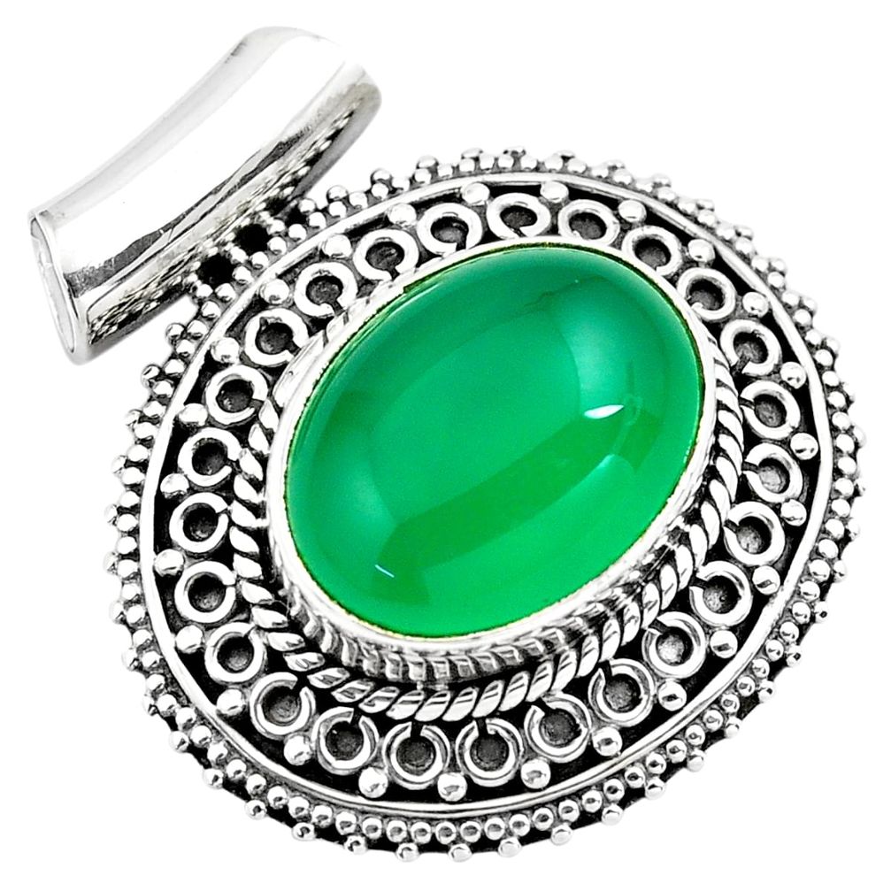 10.54cts natural green chalcedony 925 sterling silver pendant jewelry p86666