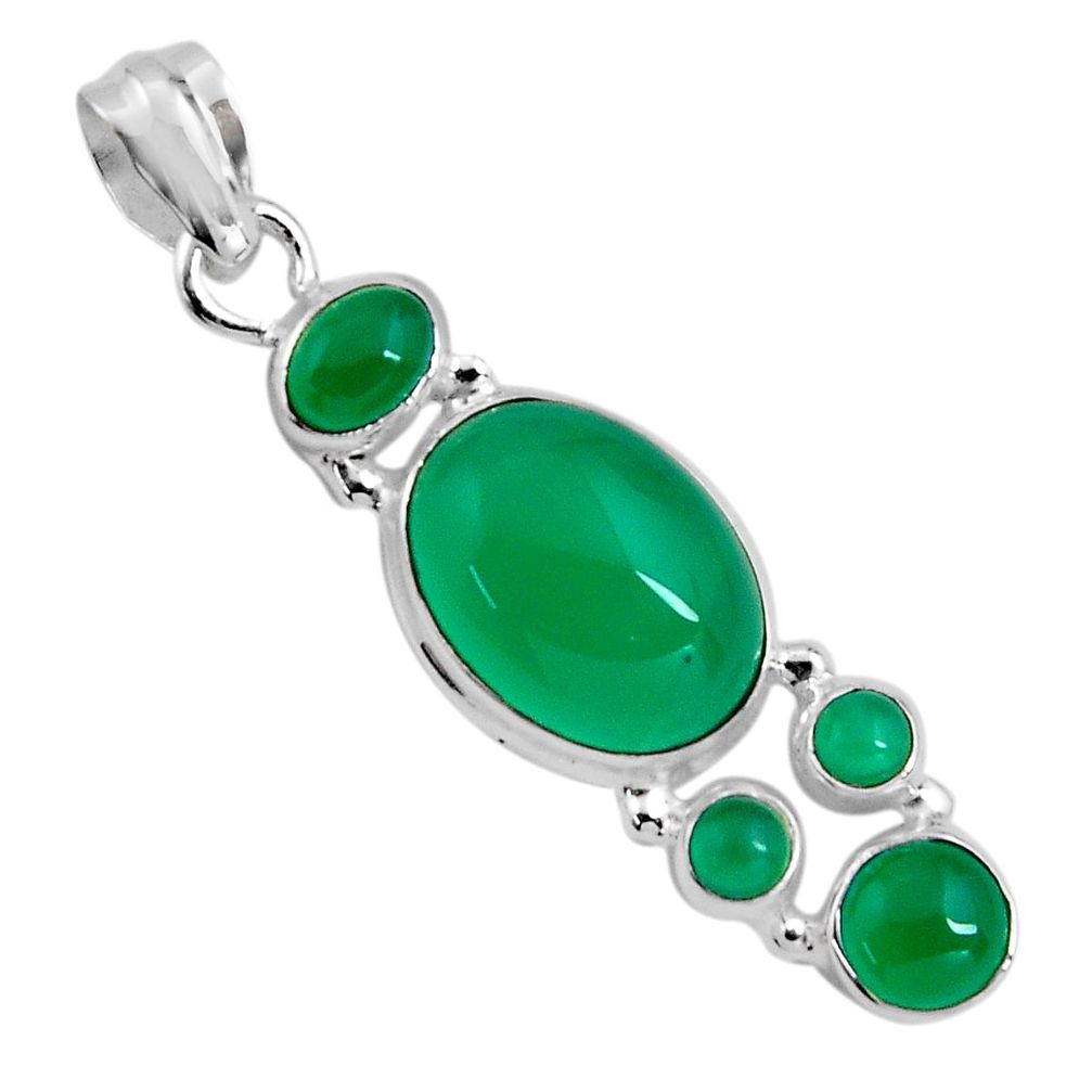 14.41cts natural green chalcedony 925 sterling silver pendant jewelry p89239