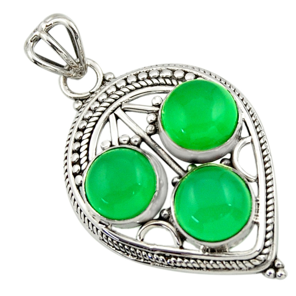 9.39cts natural green chalcedony 925 sterling silver pendant jewelry r32388
