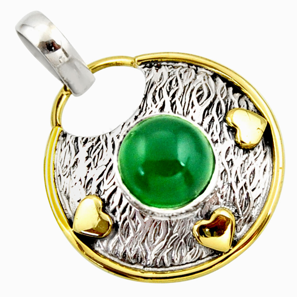 4.90cts natural green chalcedony 925 sterling silver pendant jewelry r37142