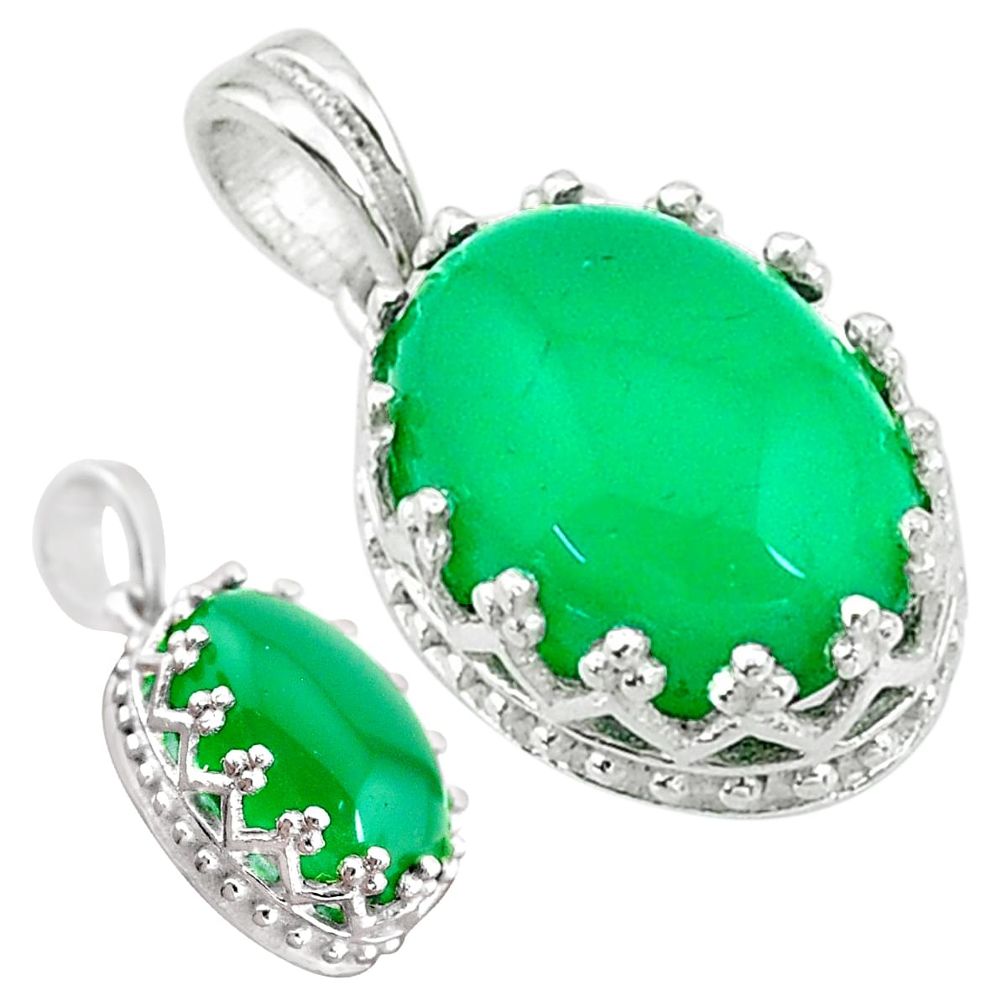 7.00cts natural green chalcedony 925 sterling silver pendant jewelry t20467