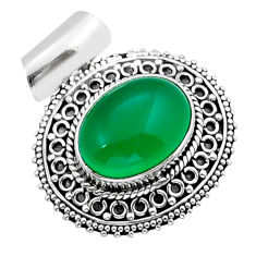 10.89cts natural green chalcedony 925 sterling silver pendant jewelry y15201