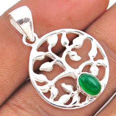 1.09cts natural green chalcedony 925 sterling silver tree of life pendant t88575