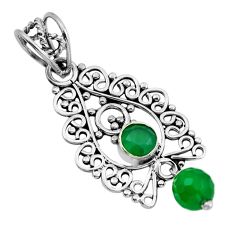 2.84cts natural green chalcedony beads sterling silver pendant jewelry y96094