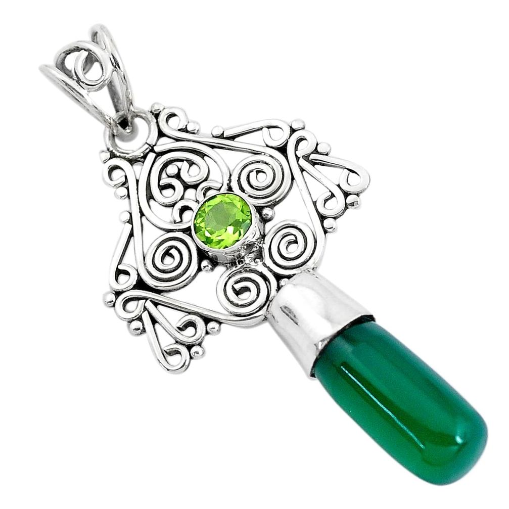 green chalcedony peridot 925 sterling silver pendant p40390