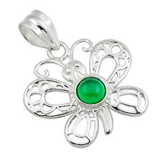 1.21cts natural green chalcedony round sterling silver butterfly pendant y23064