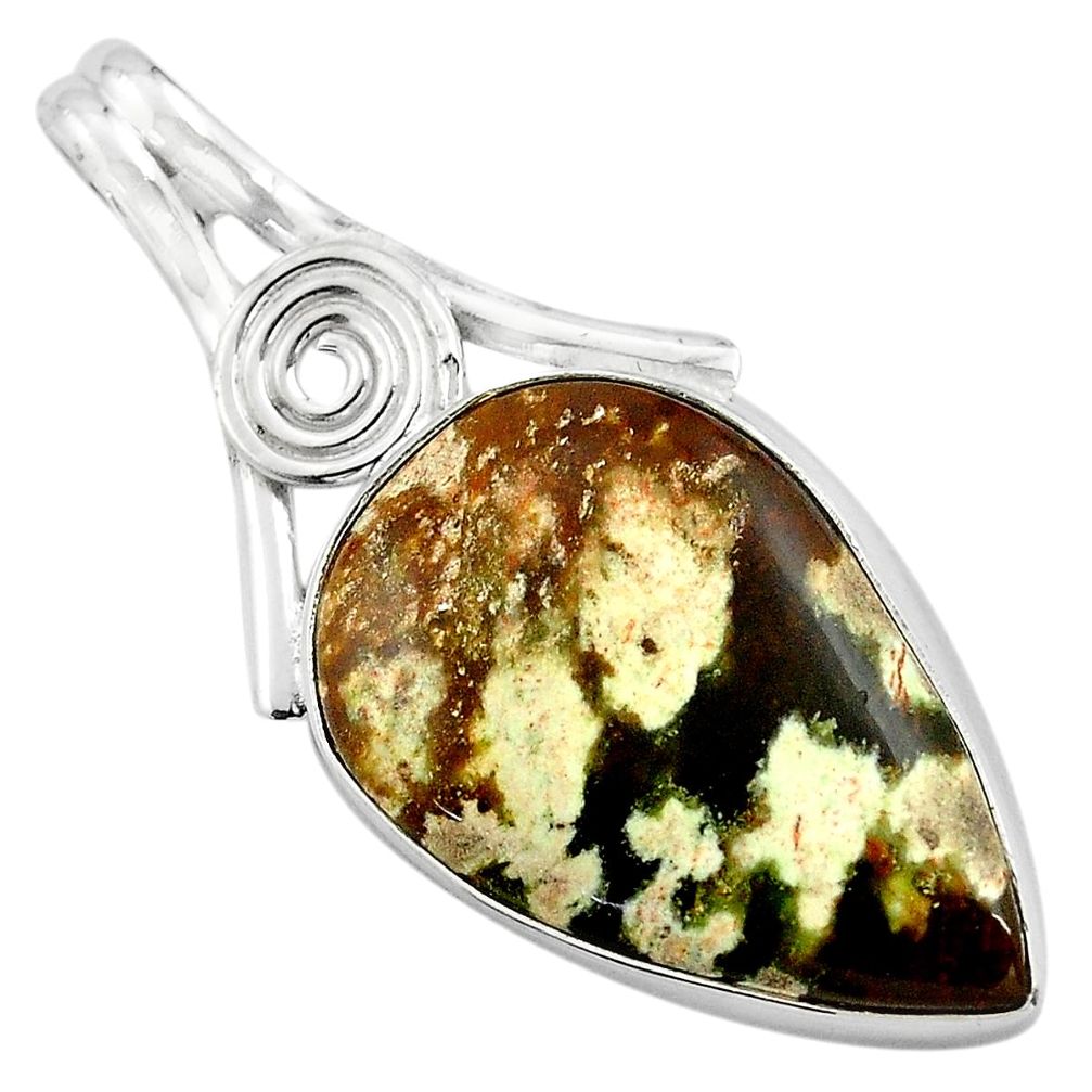  green chrome chalcedony 925 sterling silver pendant p85467