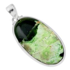 19.86cts natural green chrome chalcedony 925 sterling silver pendant t78859