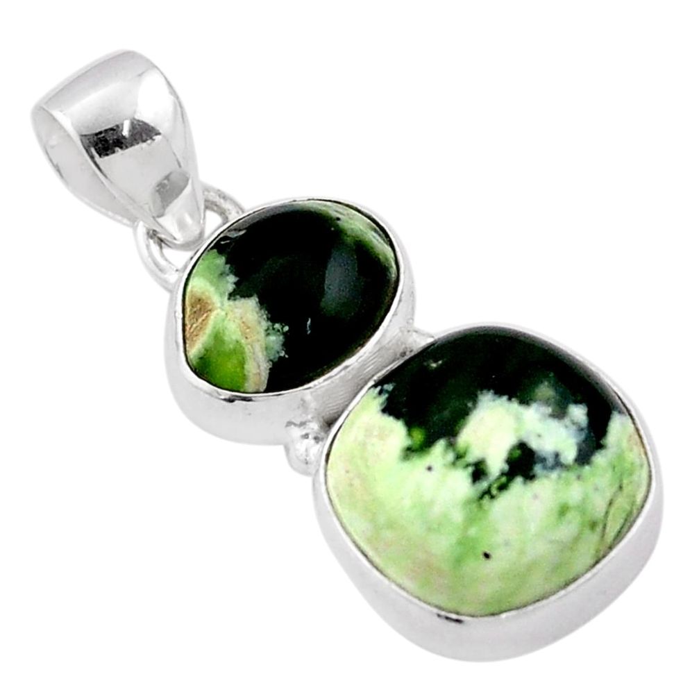 10.05cts natural green chrome chalcedony 925 sterling silver pendant t83481