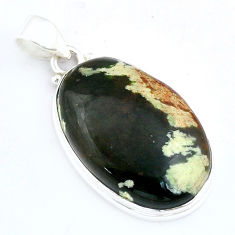 19.27cts natural green chrome chalcedony 925 sterling silver pendant u59612