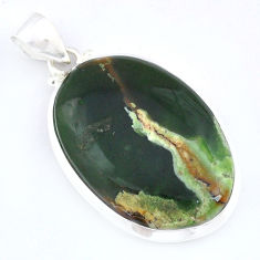 21.68cts natural green chrome chalcedony 925 sterling silver pendant u59753