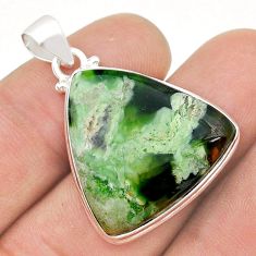 16.94cts natural green chrome chalcedony 925 sterling silver pendant u59921