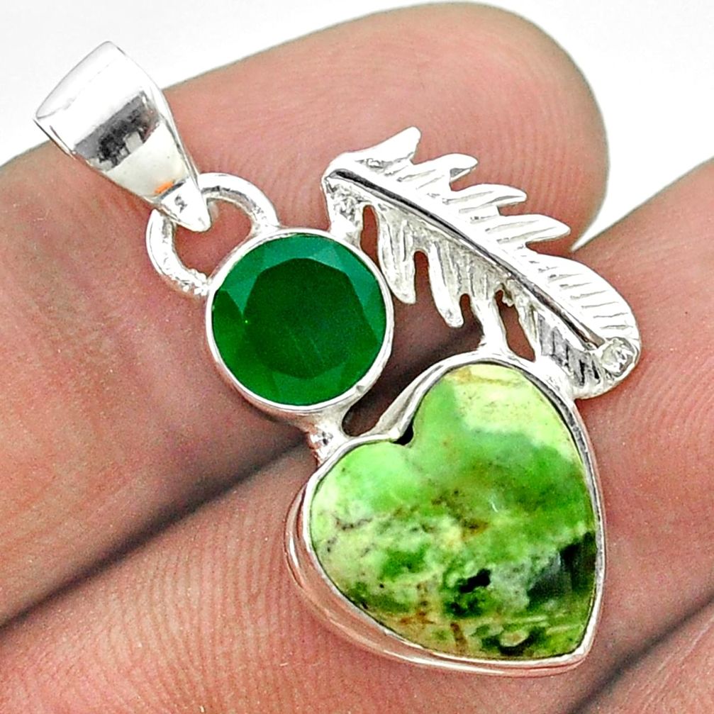 7.17cts natural green chrome chalcedony chalcedony 925 silver pendant t55482