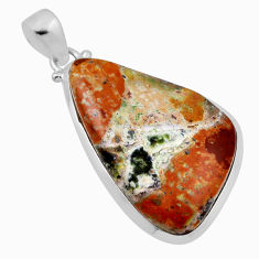 21.92cts natural green chrome chalcedony fancy sterling silver pendant n29221