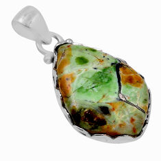 10.75cts natural green chrome chalcedony fancy sterling silver pendant n29239
