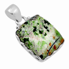 10.75cts natural green chrome chalcedony octagan sterling silver pendant n29238