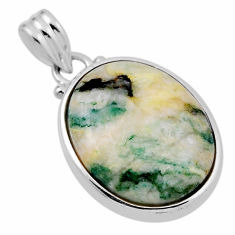 16.90cts natural green chrome chalcedony oval 925 sterling silver pendant n29227
