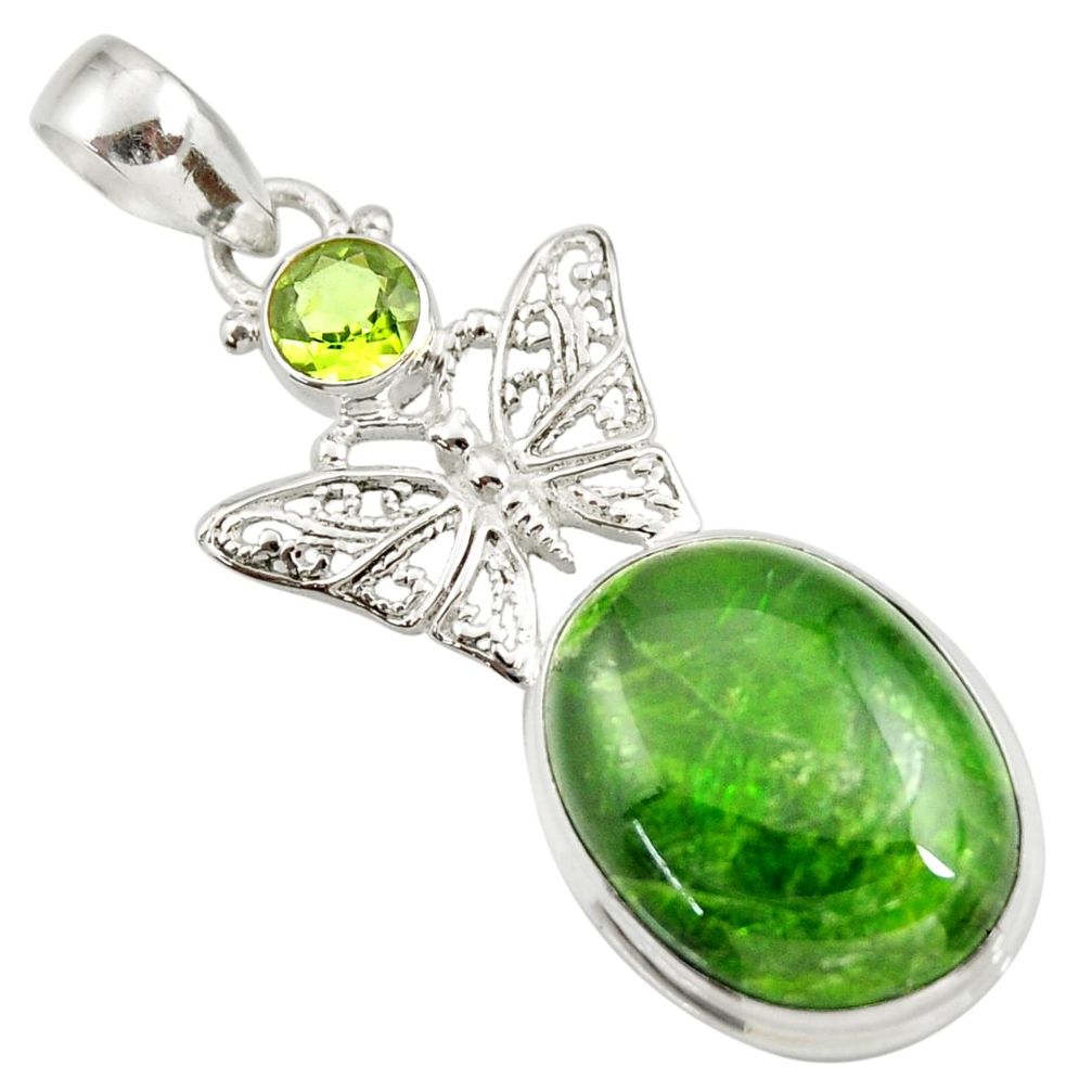 16.93cts natural green chrome diopside 925 silver butterfly pendant d42002