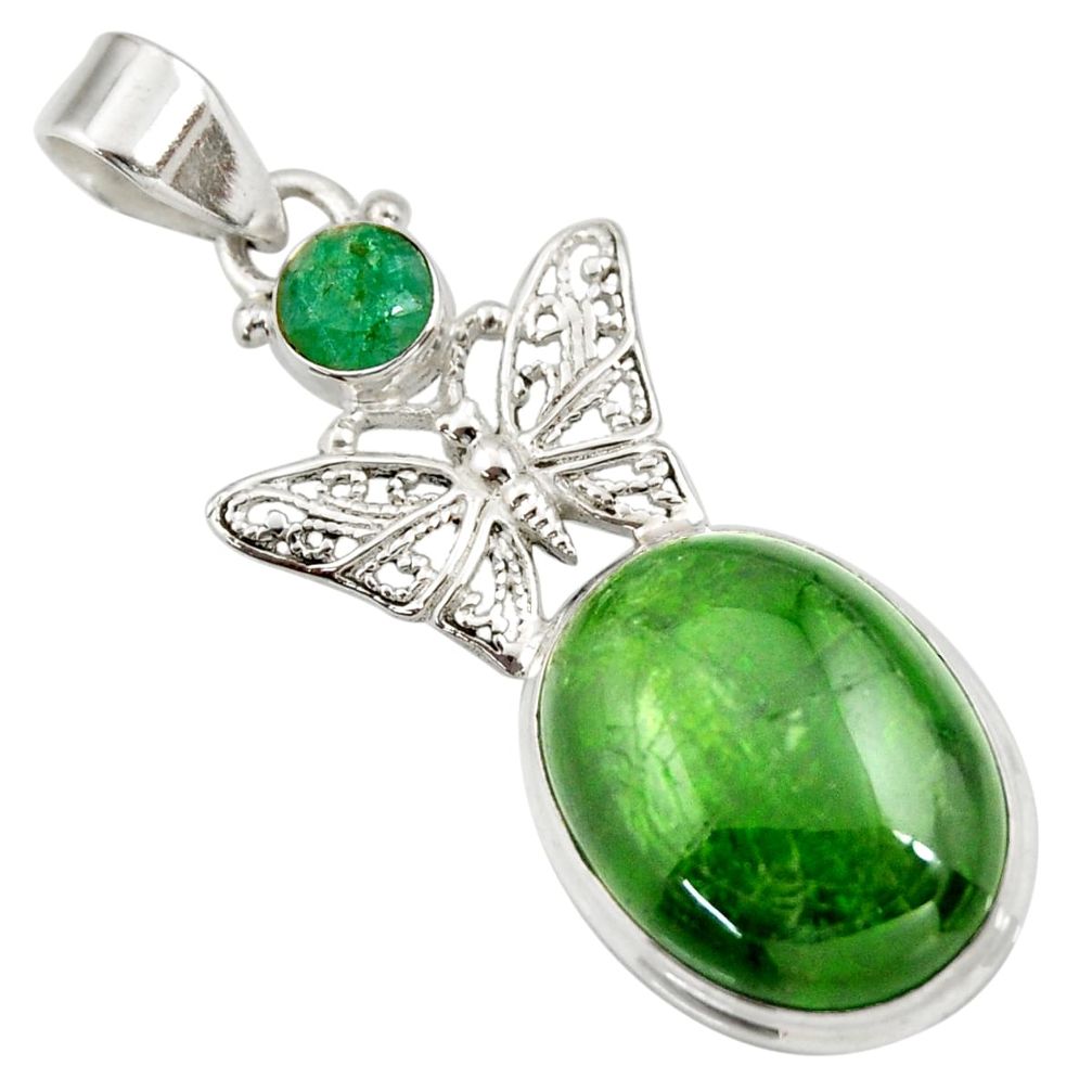  green chrome diopside 925 silver butterfly pendant d42007