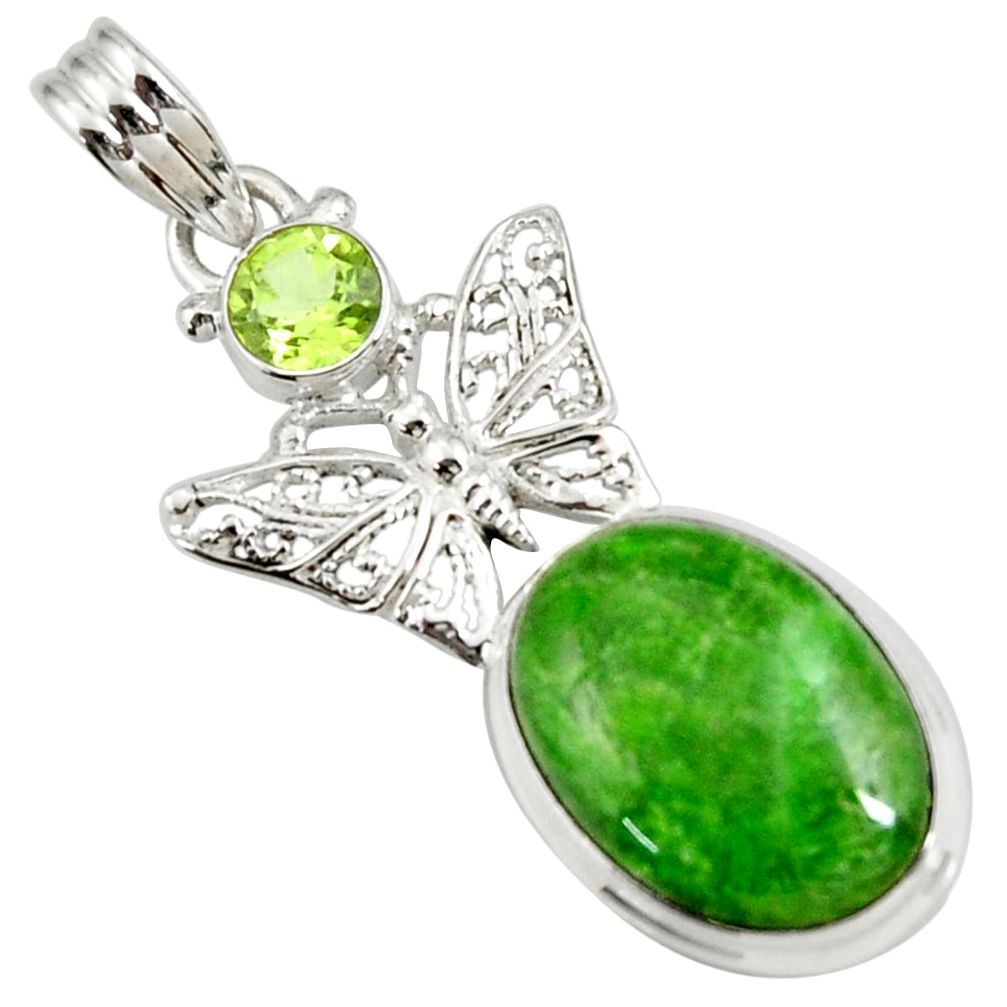  green chrome diopside 925 silver butterfly pendant d42550