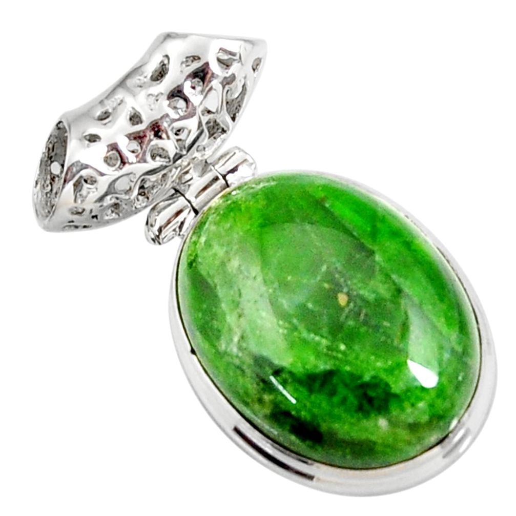 17.57cts natural green chrome diopside 925 sterling silver pendant d42590