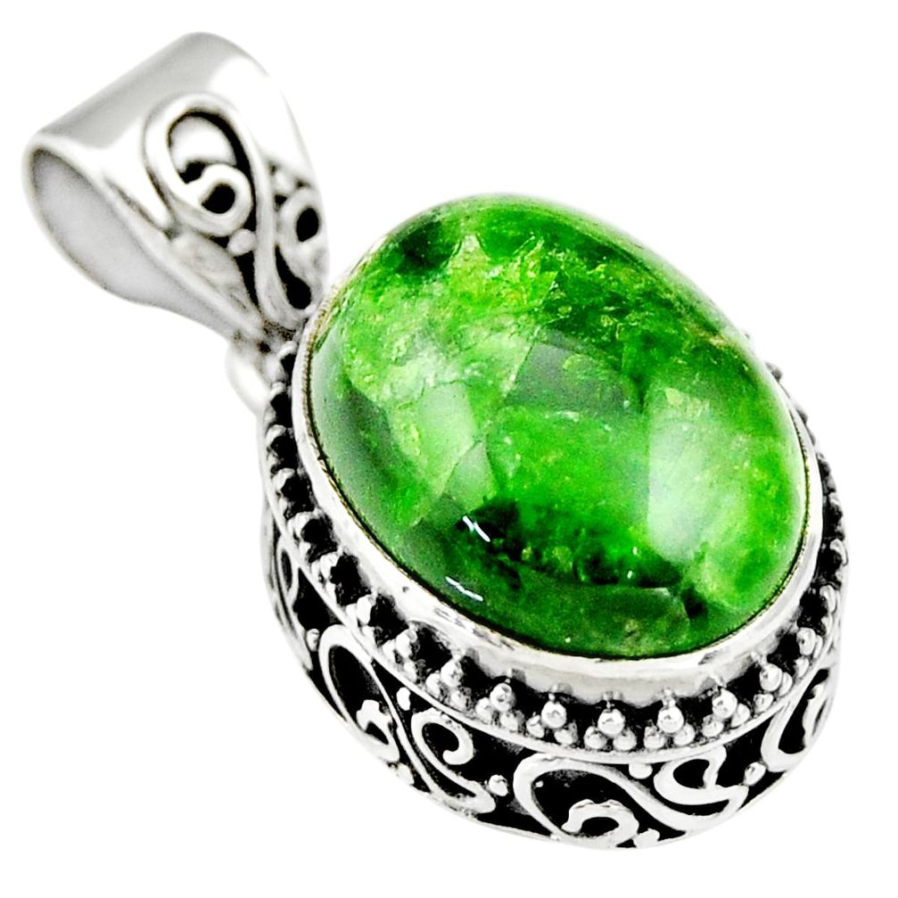 9.72cts natural green chrome diopside 925 sterling silver pendant jewelry r19022
